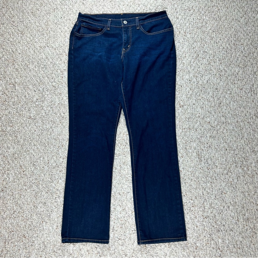 Levi’s Jeans Size 30 x 32 Straight Stretch Blue Denim Pants Dark Wash